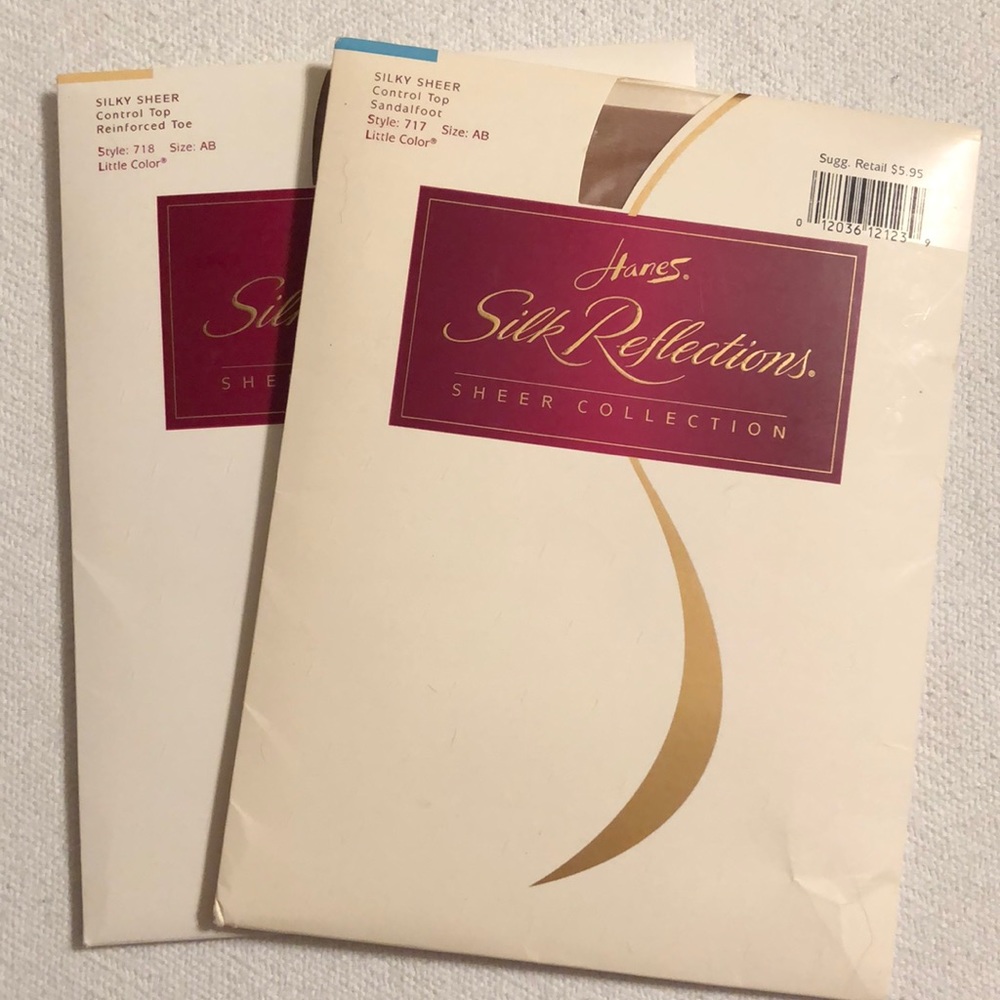 Hanes Silk Reflections Pantyhose LOT 2 Control TOP